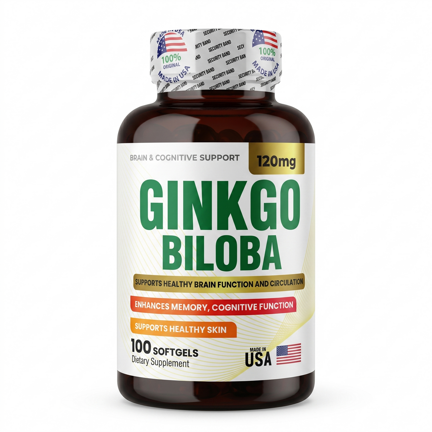 Ginkgo Biloba — Memoria, Concentración y Circulación Cerebral · Extracto Estandarizado 120mg