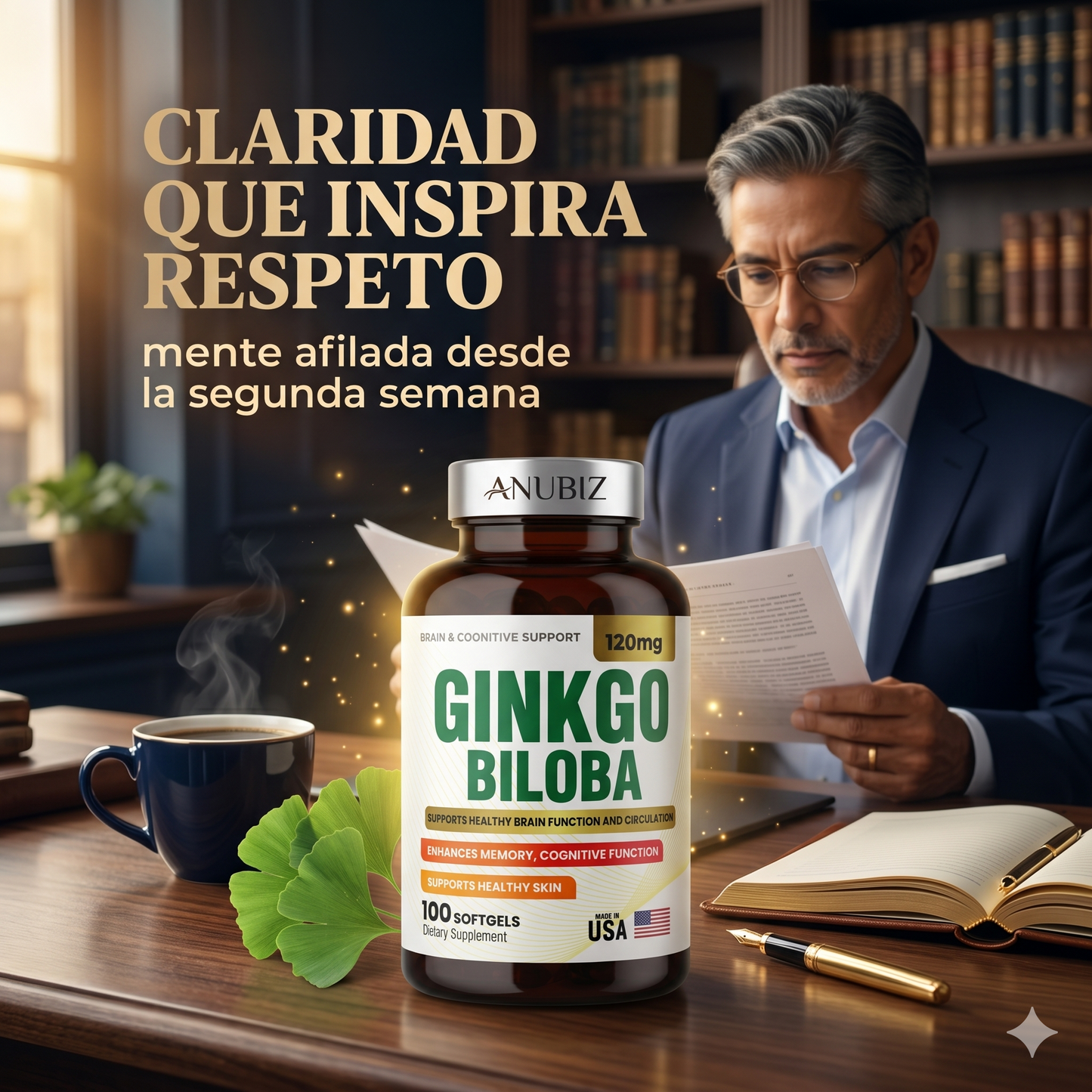 Ginkgo Biloba — Memoria, Concentración y Circulación Cerebral · Extracto Estandarizado 120mg