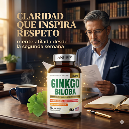 Ginkgo Biloba — Memoria, Concentración y Circulación Cerebral · Extracto Estandarizado 120mg